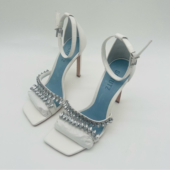 SCHUTZ Women’s Linsey Nubuck Sandal in White - Picture 6 of 10